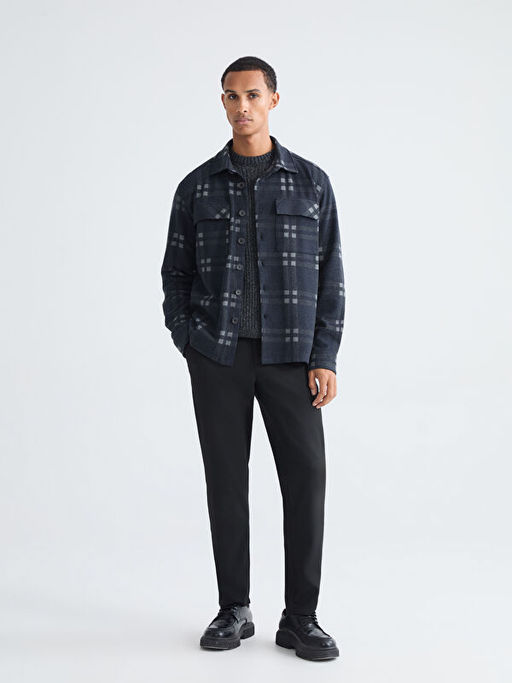 Regular Fit Uzun Kollu Ekose Erkek G?mlek Ceket