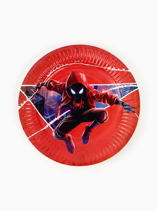 Посуда одноразовая бумажная на 10 персон: стаканы, тарелки, скатерть, Человек Паук