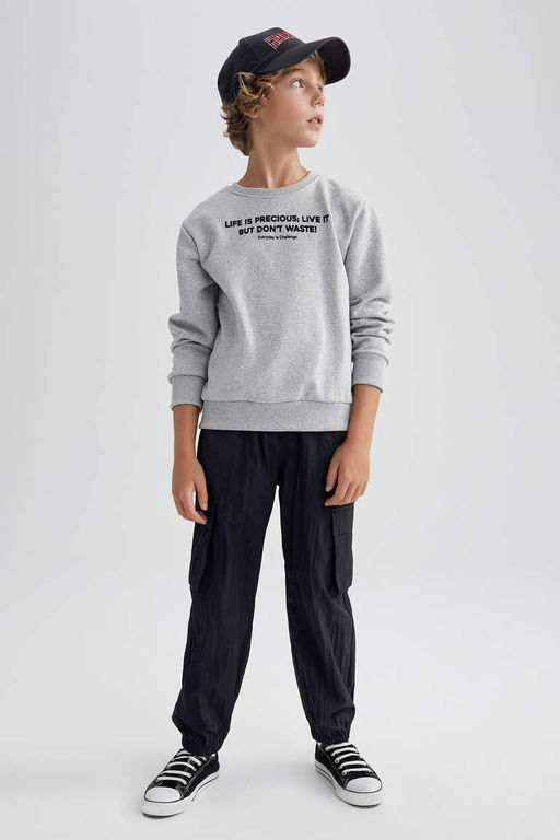 Плотный свитшот для мальчиков с круглым вырезом - Defacto фото 2