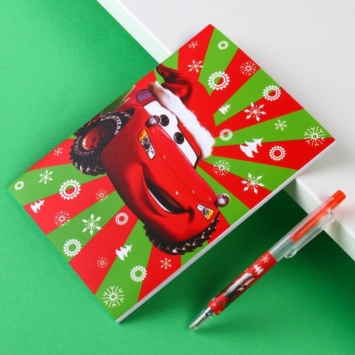 Подарочный набор канцелярии «С новым годом», блокнот А6, ручка, наклейки, «Тачки»