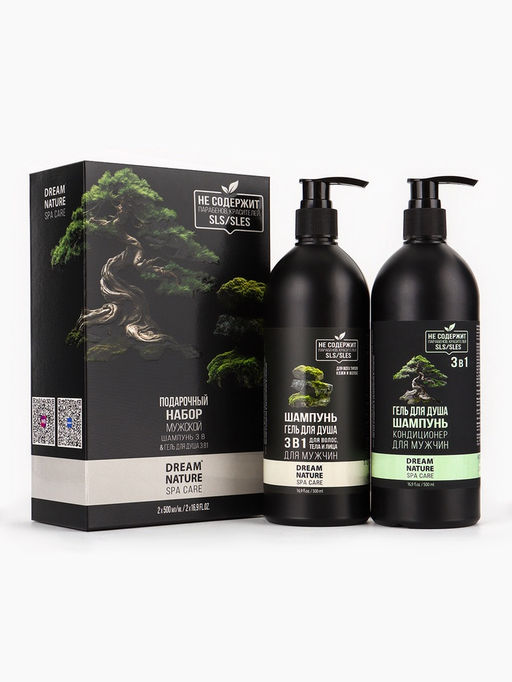Подарочный набор мужской DREAM NATURE SPA CARE "Японские мотивы": шампунь 3 в 1 и гель для душа 3 в