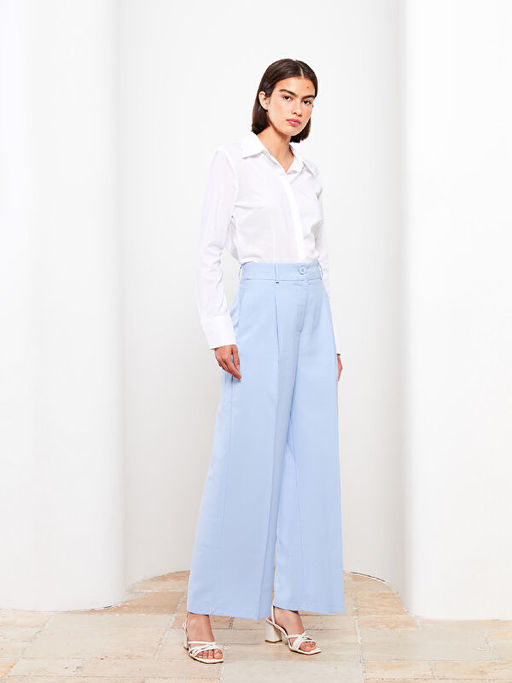 Kad?n Y?ksek Bel Rahat Kal?p D?z Pantolon