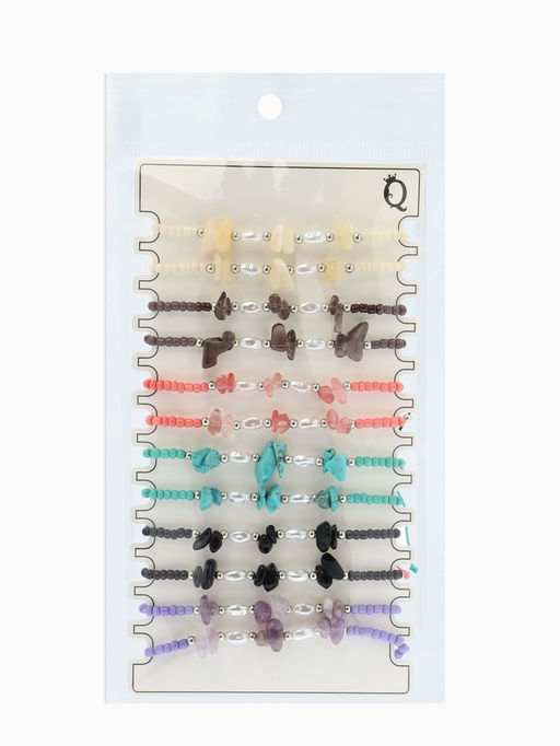 Цена за 12 шт. Браслет под натуральный камень «Крошка» с жемчугом, d=6 см, МИКС