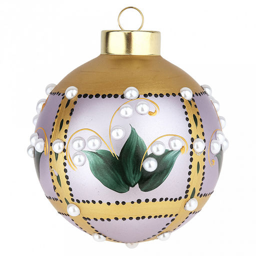 Елочная игрушка шар стеклянная д9,5см, лавандовый перламут, ручная художественная роспись, подарочная упаковка (Россия) - Домашняя мода фото 2