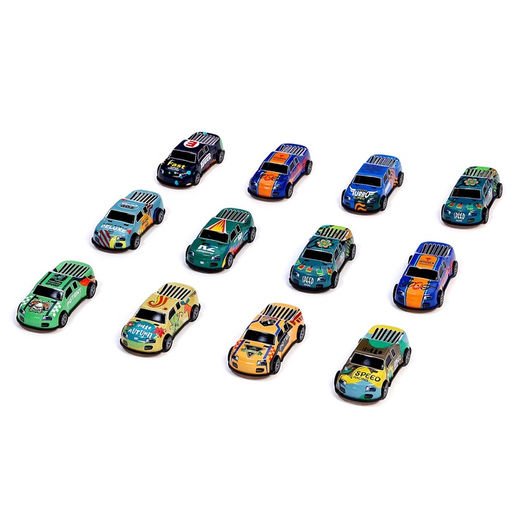 Машинки металлические Безумные гонки, набор 50 шт., металлические, инерция, игровой коврик, в детском ящике на колёсах с крышкой - АвтоГрад фото 11