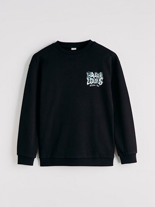 Bask?l? Erkek ?ocuk Sweatshirt