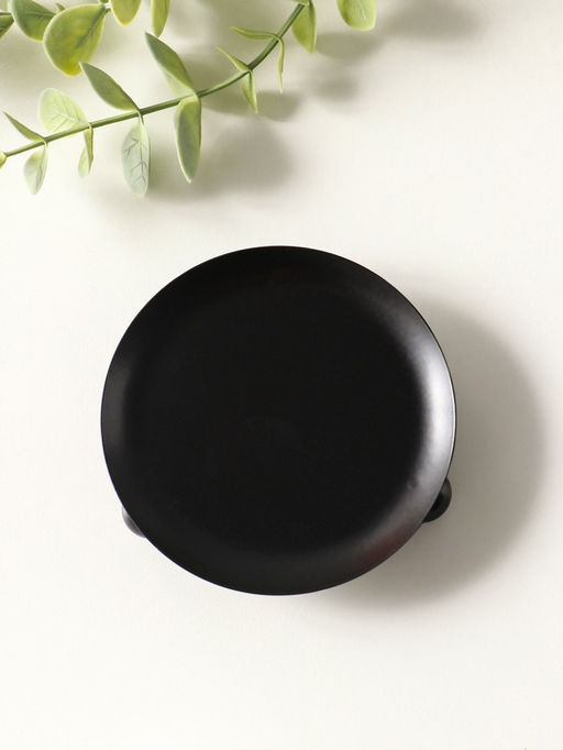 Металлический подсвечник плоский «Чашка на шариках», 9 см, чёрный