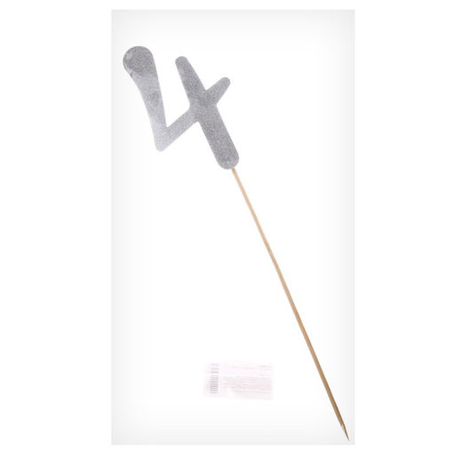 Цена за 6 шт. Топпер в торт 3, цвет серебро - Страна карнавалия фото 18