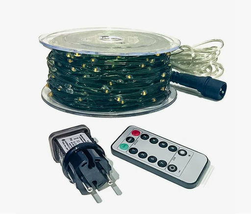 Гирлянда Уличная роса 50м свечение микс, 8 режимов, провод зеленый, 220В