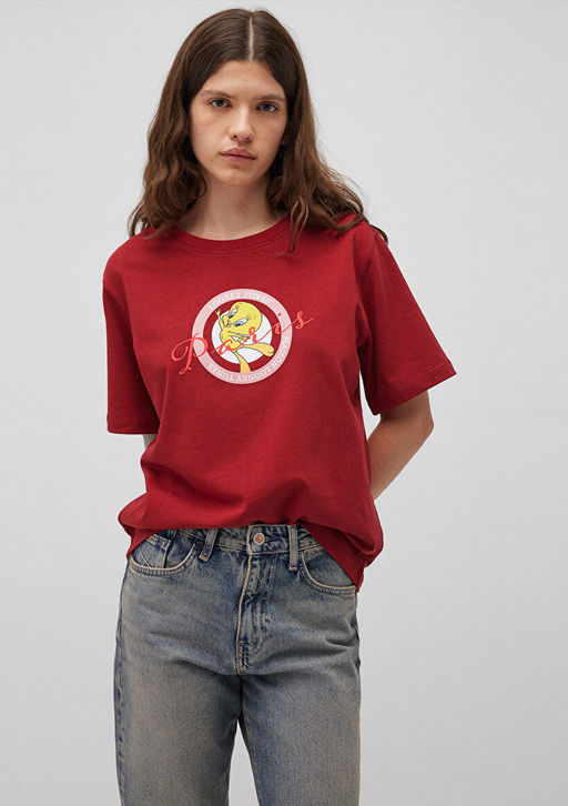 Tweety Bask?l? K?rm?z? Tisort - Mavi фото 2