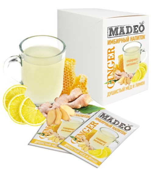 Напиток сухой растворимый Имбирный Мёд-лимон 20*0,010 кг, ТМ MADEO  фото 4
