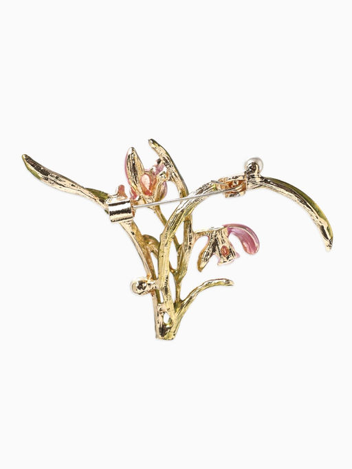 Брошь «Цветы» ирисы, жемчуг, цвет красно-розовый