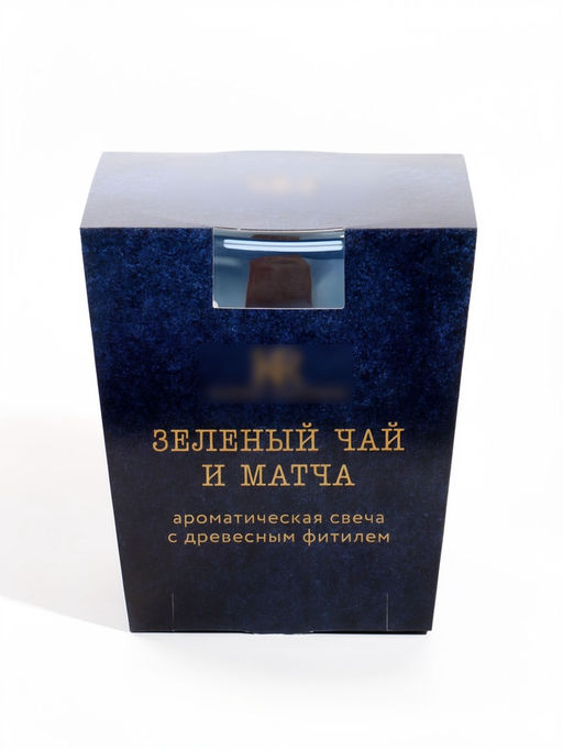 Свеча ароматическая в стекле с деревянным фитилём KR ЭКСКЛЮЗИВ, 360 мл, соевый воск, зелёный чай и м