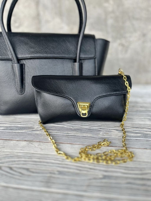 Женская кожаная сумка с клатчем 509286 Блек