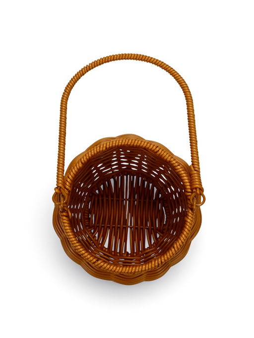 Корзина плетёная для хранения «Шар», 14×14×12 см, ручка h=16 см, пластиковая, коричневая