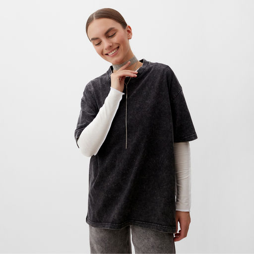 Футболка из вареного хлопка женская Mist Don't touch me, размер L, чёрная