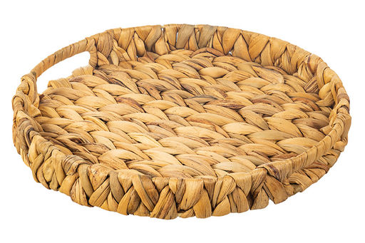 Поднос плетеный 30*30*4 см с ручками, водный гиацинт