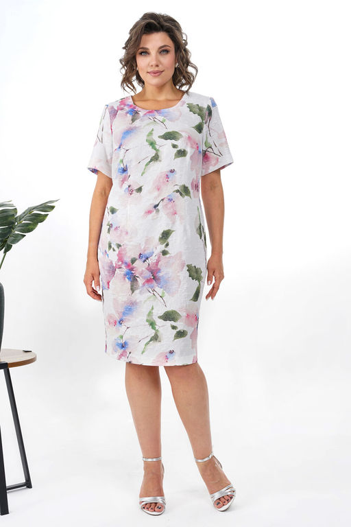 Платье ALANI 2352 молоко+цветы