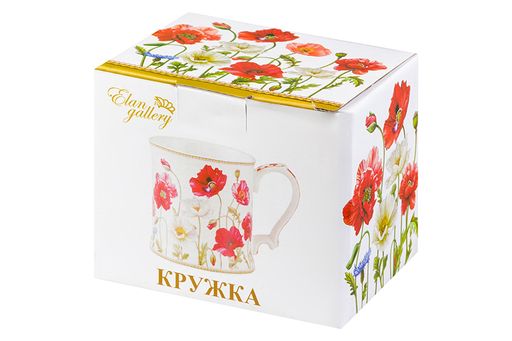 Кружка 380 мл 12,3*9*9 см "Маки" NEW BONE CHINA