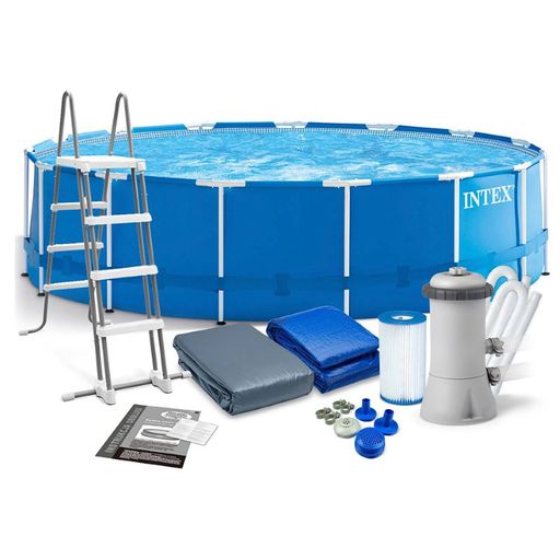 -25% Бассейн Metal Frame 457х122 см (фильтр-насос 3,8 м3/ч, лестница, подстилка, тент), INTEX  фото 3