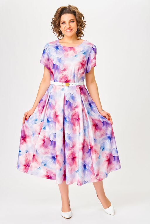 Платье Swallow 829 Принт Розово-голубые цветы