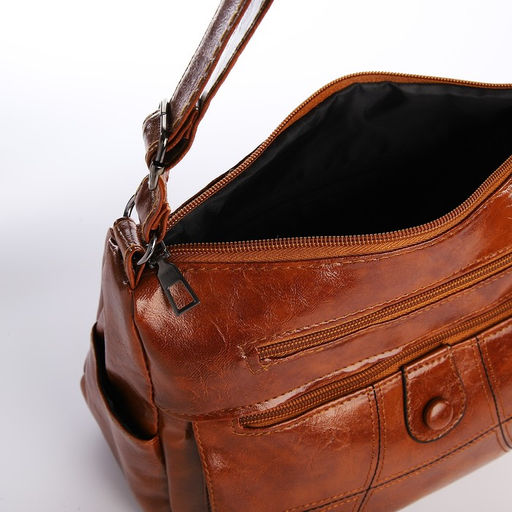 Сумка женская на одно плечо, на молнии, цвет коричневый - Simaland фото 5