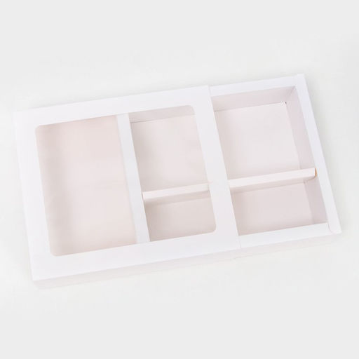 Коробка для кондитерских изделий, с окном, белая, 22.1×25.5×6.5