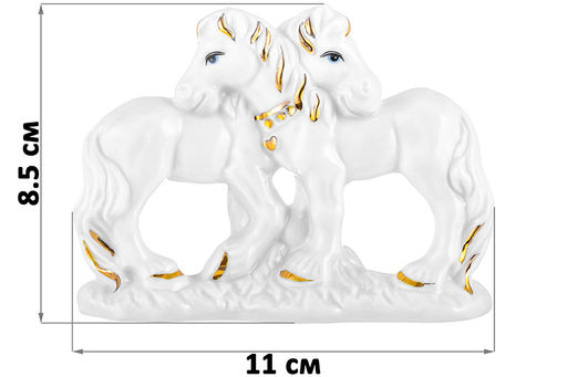 Фигурка декоративная 11*4*8,5 см Лошади белая с золотом, фарфор - Elan gallery фото 2