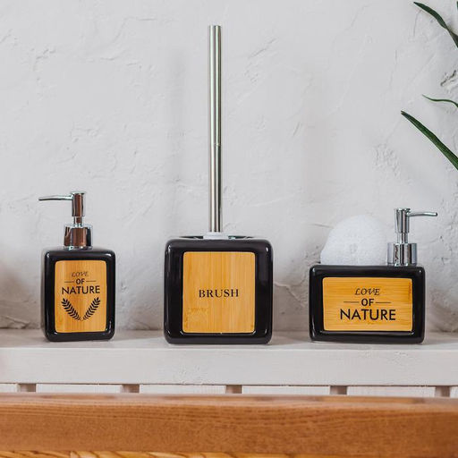 Дозатор для моющего средства с подставкой для губки SAVANNA Природа, 450 мл, цвет чёрный  фото 6