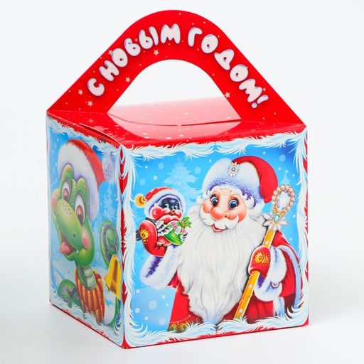 Цена за 5 шт. Подарочная коробка Новогодняя Кубик большой «Сладкая парочка» с анимацией 12×12×12 см