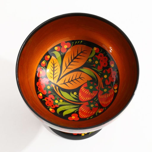 Конфетница на ножке, 14×14 см, дерево, хохлома