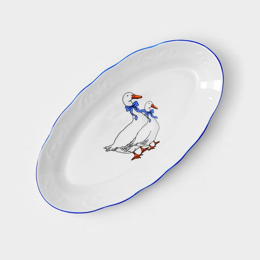 Сервиз столовый Добрушский завод «Гуси», 48 предметов, фарфор, белый