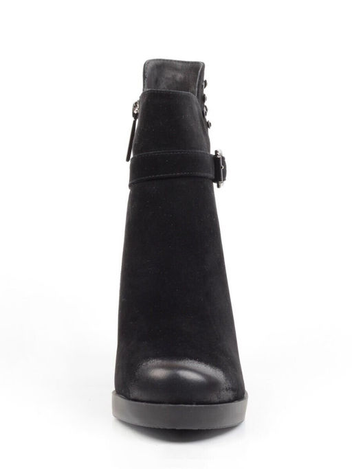 04-R164-1 BLACK Полусапоги женские (натуральная замша, натуральный мех)