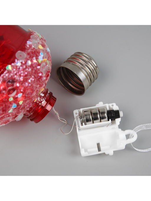 Ёлочный шар Жёлудь красный, 12х7 см, 4 LED, от батареек, свечение тёплое белое - Luazon lighting фото 11
