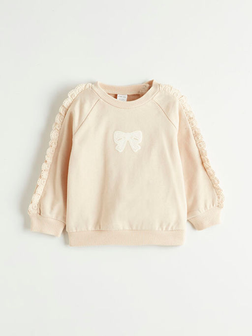 Dantel Detayl? K?z Bebek Sweatshirt ve E?ofman Alt?