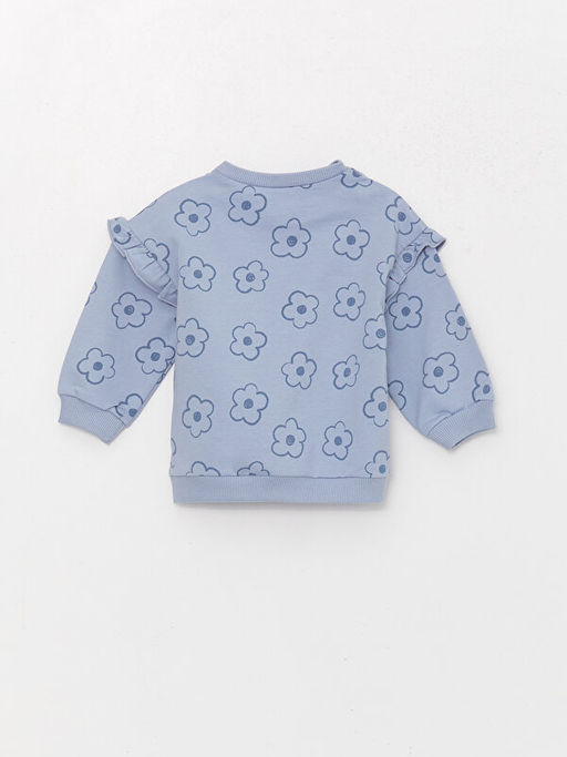 Bisiklet Yaka Uzun Kollu Bask?l? K?z Bebek Sweatshirt ve E?ofman Alt 2li Tak?m - Waikiki фото 3