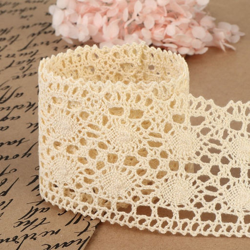 Кружево вязаное, 70 мм, 10±1 м, бежевое