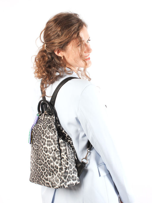 LACCOMA рюкзак Адель-леопард черный эко кожа хлопок  фото 4