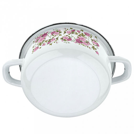 Китайская роза Кастрюля эмалированная 1,45л, форма цилиндрическая, металлическая крышка (Россия) - Домашняя мода фото 4