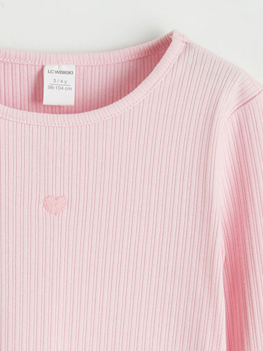 Bisiklet Yaka Kalp Nak??l? K?z ?ocuk Ti??rt