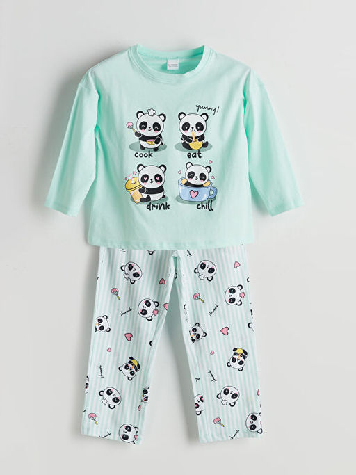 Bisiklet Yaka K?z ?ocuk Pijama Tak?m?