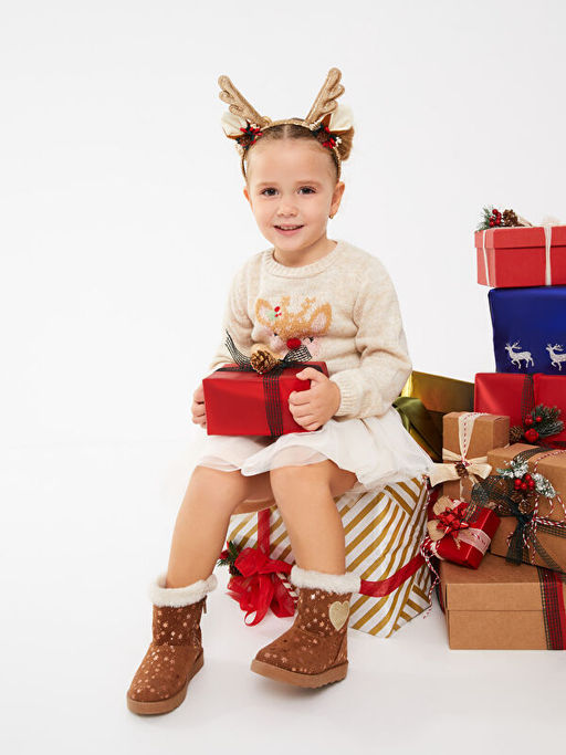 Bisiklet Yaka Uzun Kollu Y?lba?? Temal? Triko K?z Bebek Elbise - Waikiki фото 3