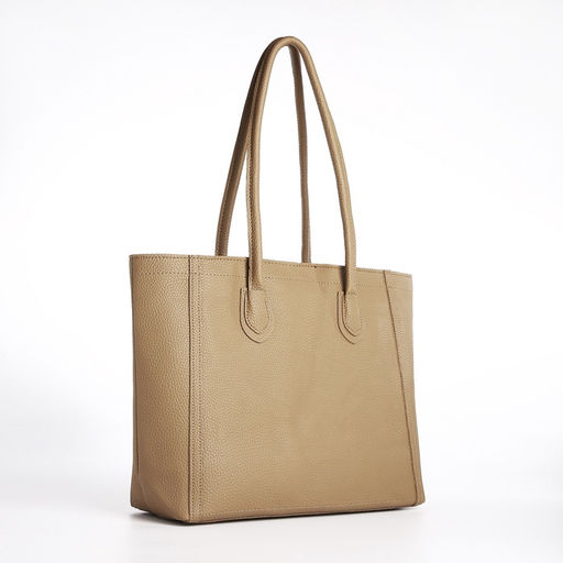 Шоппер женский, на молнии, 33×12×28 см, однотонный, бежевый