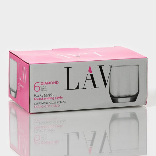Набор стаканов Lav «Алмаз», 215 мл, 7×8 см, 6 шт., стекло, прозрачный