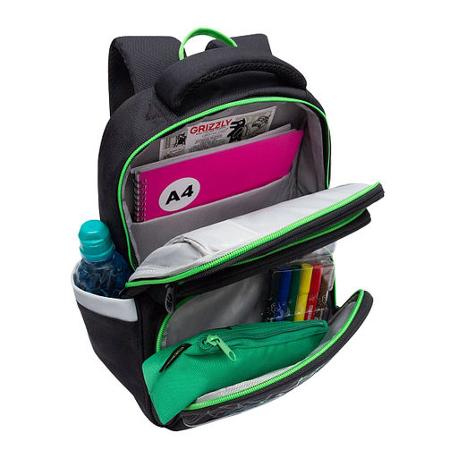 RAn-589-3 Рюкзак школьный с чехлом для мелочей - Grizzly фото 28