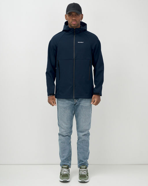 Ветровка спортивная мужская с капюшоном softshell темно-синего цвета 9563TS - Mtforce фото 12