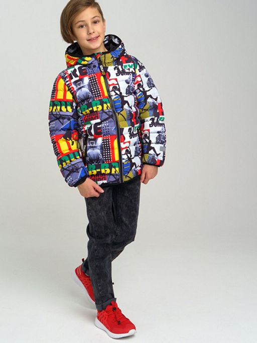 12211377 Куртка текстильная с полиуретановым покрытием для мальчиков, разноцветный