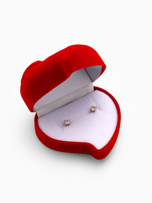 Футляр под кольцо, серьги Сердце, роза, бархатный, 6?6 см, красный