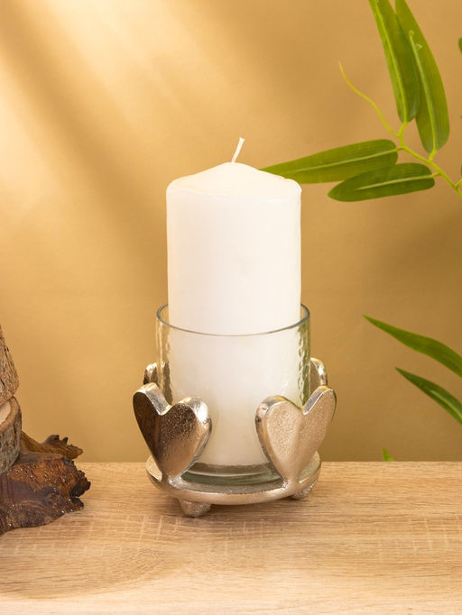 Подсвечник со стеклом Сердце, 10?10?10 см, алюминий
