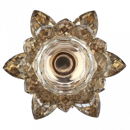 Подсвечник стеклянный "Лотос Янтарный" h17см, чаша д5,2см, h2см, отвинчивающаяся, нескользящее основание д8см, металлическая ножка, золотой, в коробке (Китай)